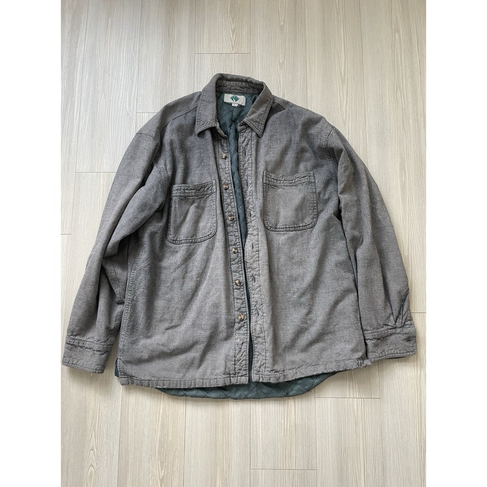 Crooked Creek Men's Insulated Grey Button Down Flannel Shacket Size Large Skater